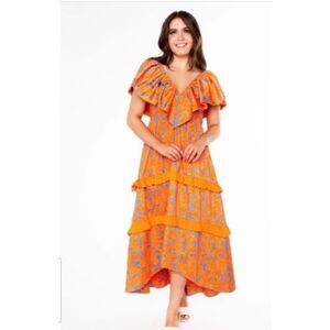 Alden Adair Camilla Dress Sz XS Midi Maxi Island Tiger‎ Tropical New $458